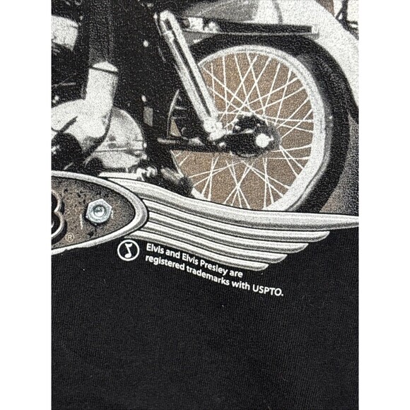 Vintage Y2k Elvis Presley TCB Rock N Roll Motorcycle Black T-Shirt Men's Medium - Picture 3 of 6